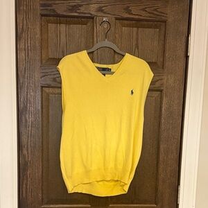 Polo Ralph Lauren Butter Yellow V-Neck Sweater Vest 100% Pima Cotton XL